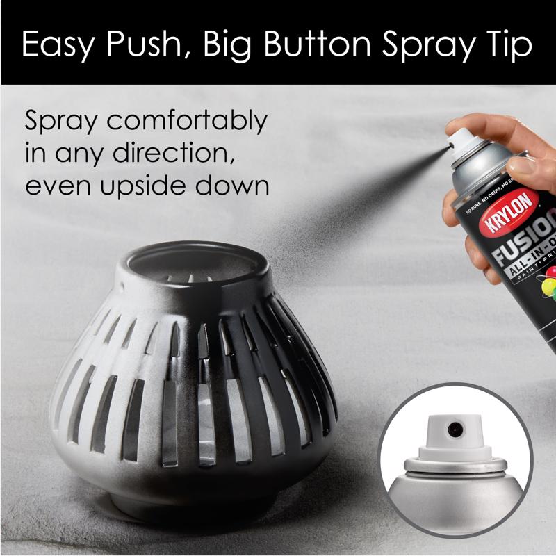 Krylon Fusion All-In-One Gloss Black Paint+Primer Spray Paint 12 oz, Pack of 6