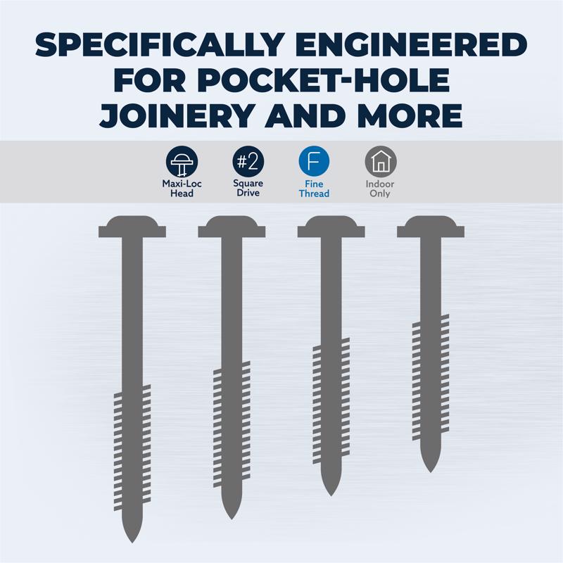 Kreg No. 7 X 1-1/2 in. L Square Zinc-Plated Fine Pocket-Hole Screw 500 pk