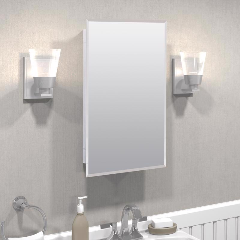 Zenith EM115 Medicine Cabinet, 16 in OAW, 4-1/2 in OAD, 26 in OAH, Plastic, 2-Shelf