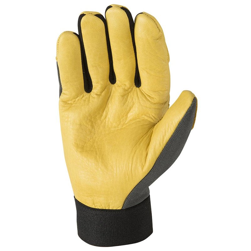Wells Lamont 3203-XL Hybrid Work Gloves, Breathable, Men's, XL, Hook and Loop Cuff, Spandex Back, Gold/Gray/Yellow