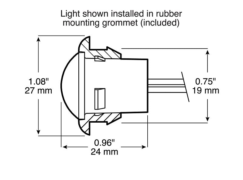 PM V181R-BT2 Marker Light, 9/16 V, LED Lamp, Red Lens, Grommet