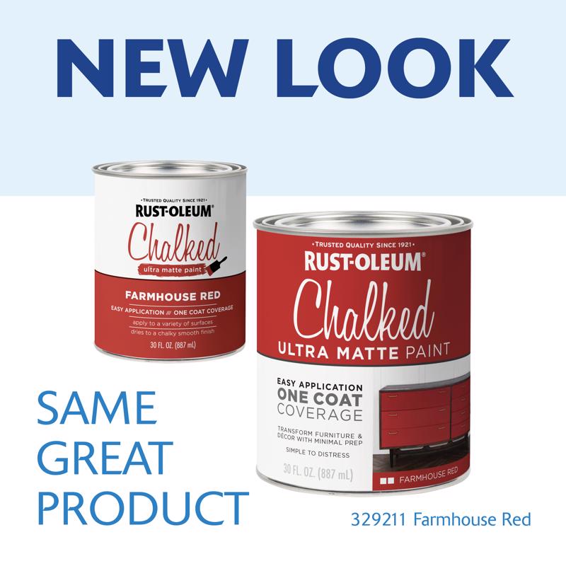 Rust-Oleum Chalked Ultra Matte Farmhouse Red Water-Based Acrylic Chalk Paint 30 oz, Pack of 2