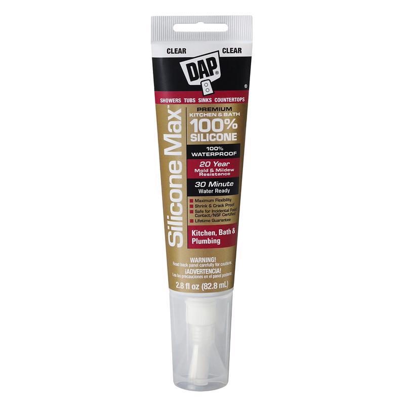 DAP Silicone Max Clear Silicone Kitchen and Bath Sealant 2.8 oz, Pack of 12