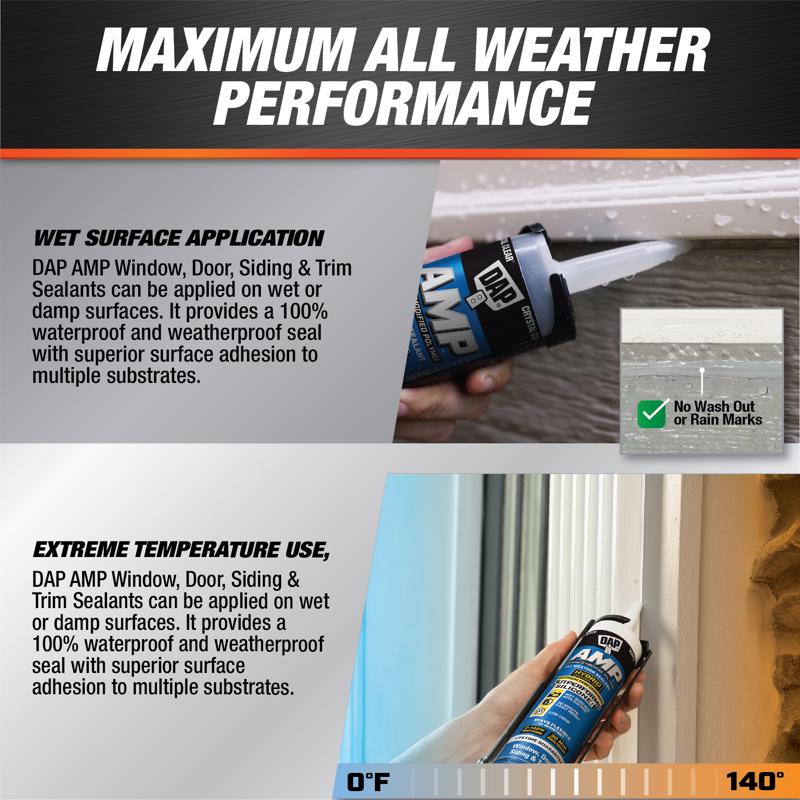DAP AMP White Polymer Advanced Hybrid Caulk Sealant 9 oz, Pack of 12