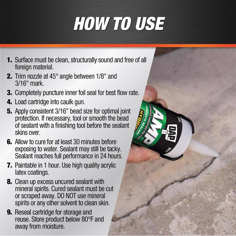 DAP AMP Gray Polymer Advanced Hybrid Self-Leveling Sealant 9 oz, Pack of 12