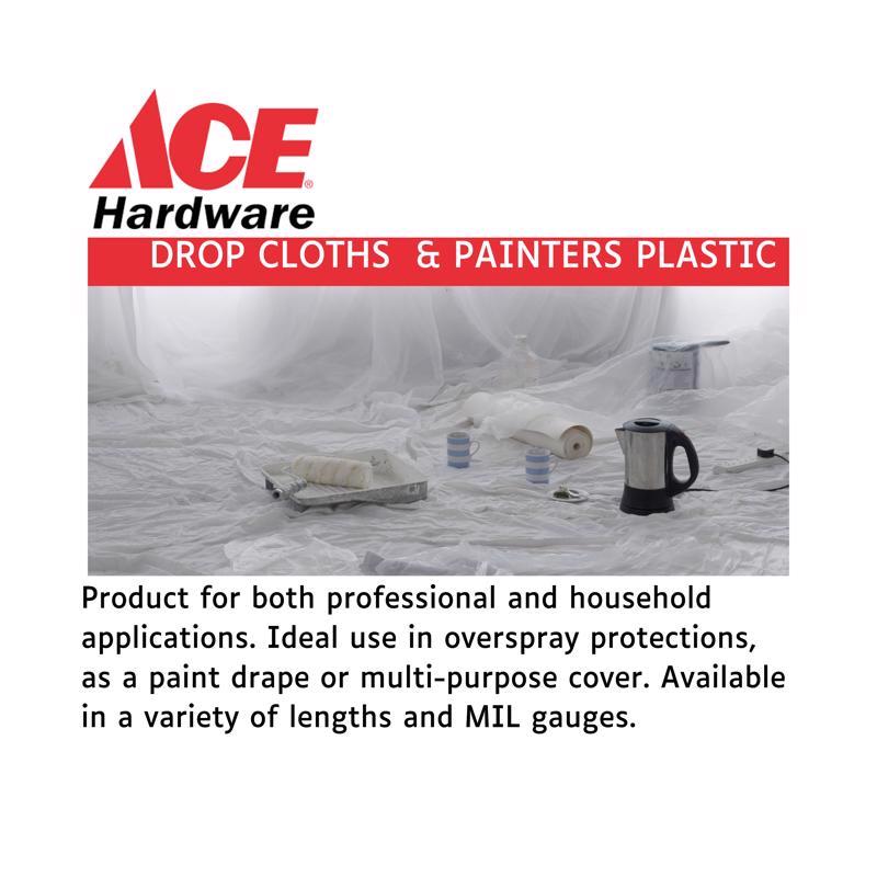 Ace 10 ft. W X 20 ft. L X 1 mil Plastic Drop Cloth 1 pk, Pack of 12