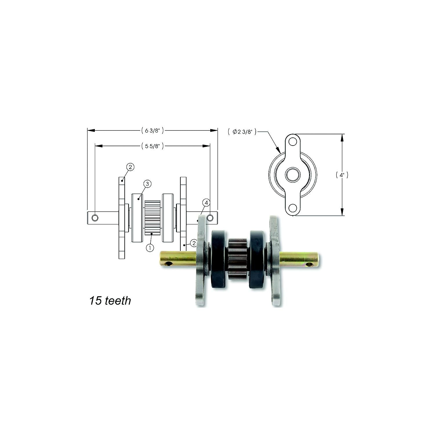 AP Products 014281331 2 X 2 Gear Pack Without Roll Pins Assembly (15 Teeth)