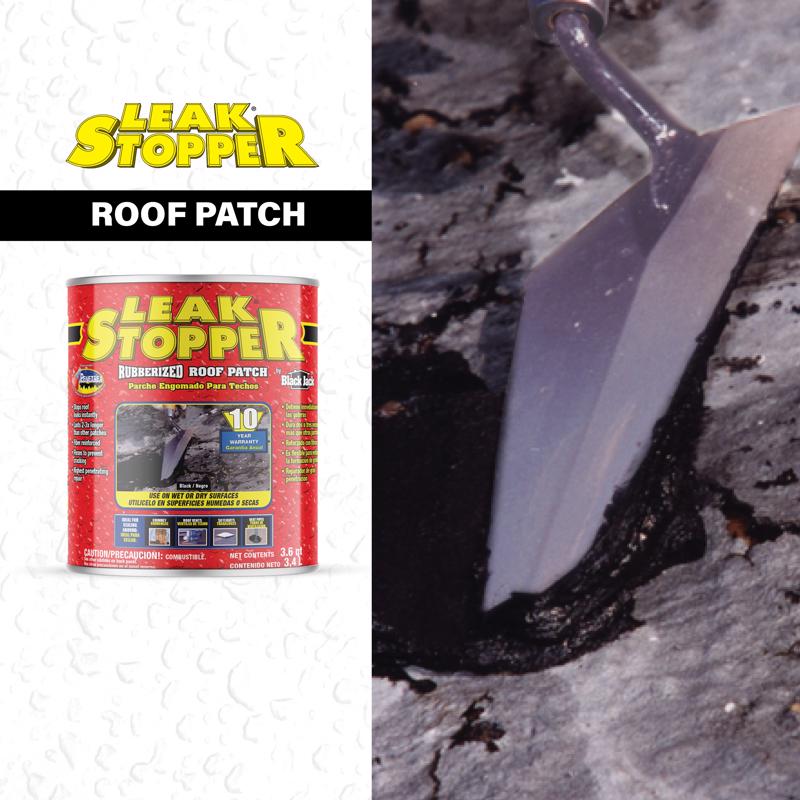 Leak Stopper Gloss Black Rubber Roof Patch 3.6 qt, Pack of 4