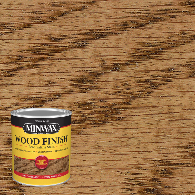 Minwax Wood Finish Semi-Transparent Special Walnut Oil-Based Penetrating Wood Stain 1 qt, Pack of 4