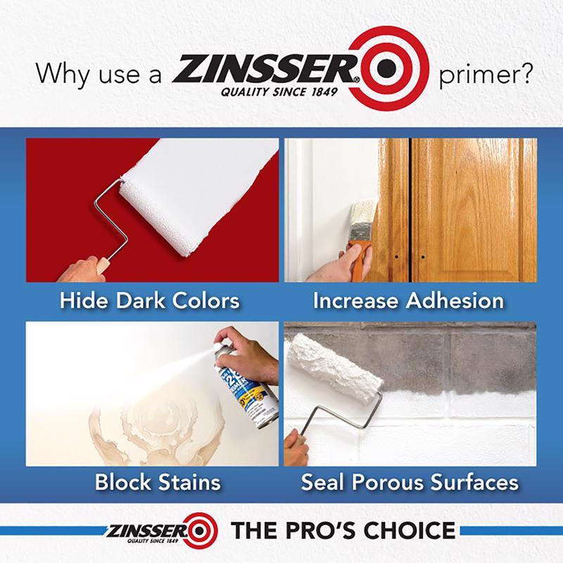 Zinsser Bulls Eye 123 Bright White Smooth Oil-Based Alkyd Resin Spray Primer and Sealer 13 oz, Pack of 6