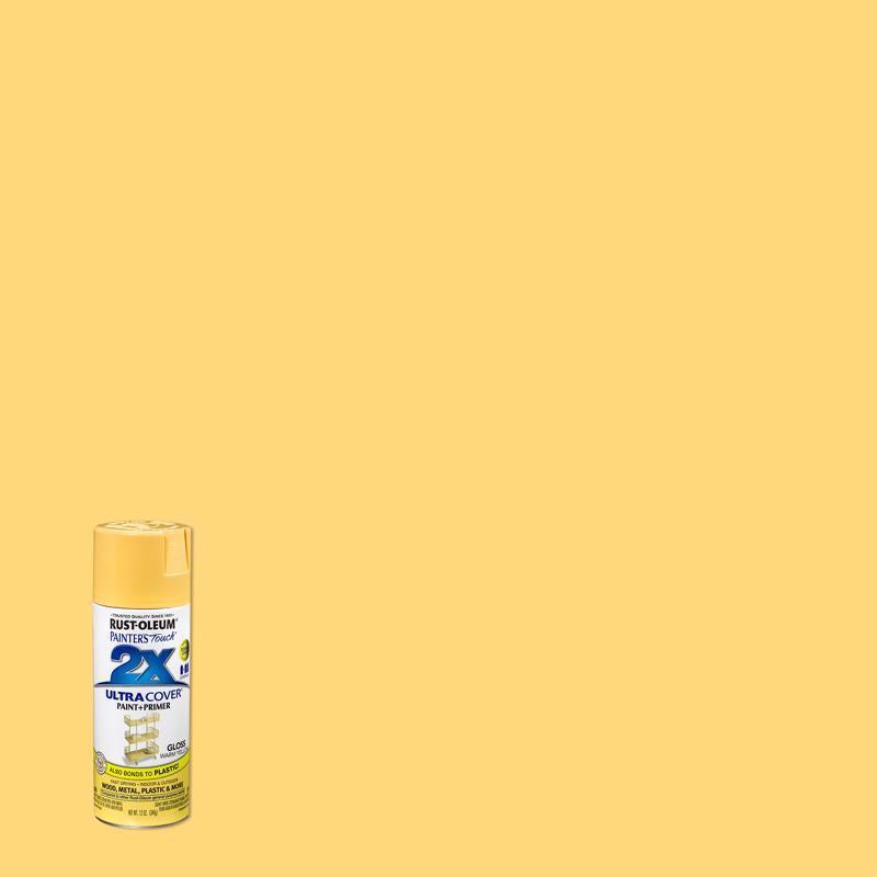 Rust-Oleum Painter's Touch 2X Ultra Cover Gloss Warm Yellow Paint+Primer Spray Paint 12 oz