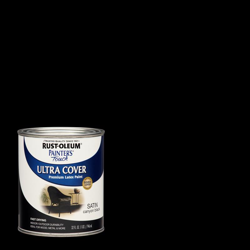 Rust-Oleum Painters Touch Satin Canyon Black Paint Exterior and Interior 1 qt, Pack of 2