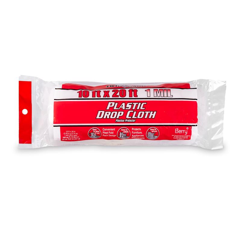 Film-Gard 10 ft. W X 20 ft. L X 1 mil Plastic Drop Cloth 1 pk