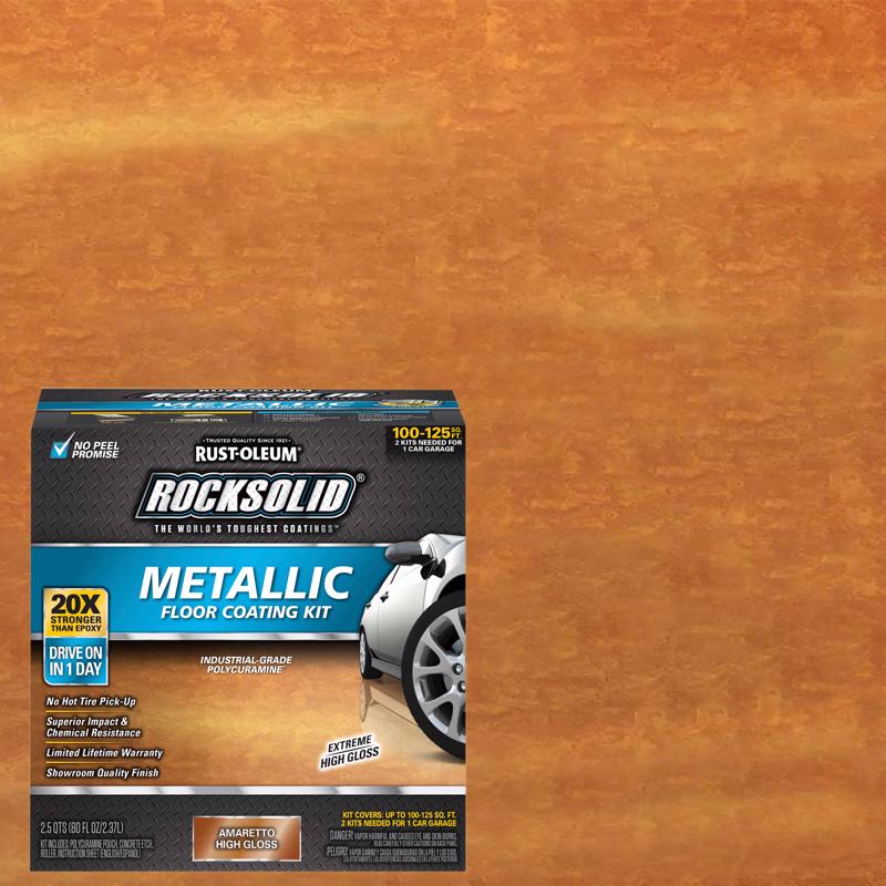 Rust-Oleum 299741 Floor Coating Kit, High-Gloss, Amaretto, Particulate Solid, 70 oz, Pack of 2
