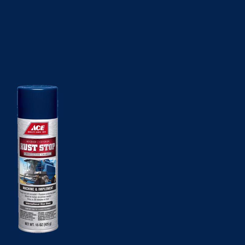 Ace Rust Stop Machine & Implement Gloss International Blue Protective Enamel Spray Paint 15 oz, Pack of 6