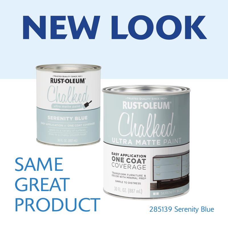 Rust-Oleum Chalked Ultra Matte Serenity Blue Water-Based Acrylic Chalk Paint 30 oz, Pack of 2