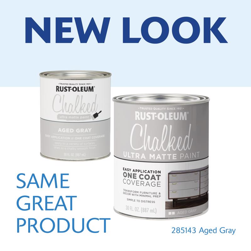 Rust-Oleum Chalked Ultra Matte Aged Gray Water-Based Acrylic Chalk Paint 30 oz, Pack of 2