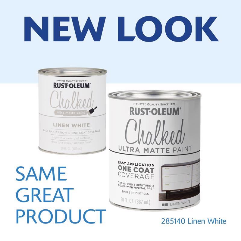 Rust-Oleum Chalked Ultra Matte Linen White Water-Based Acrylic Chalk Paint 30 oz, Pack of 2