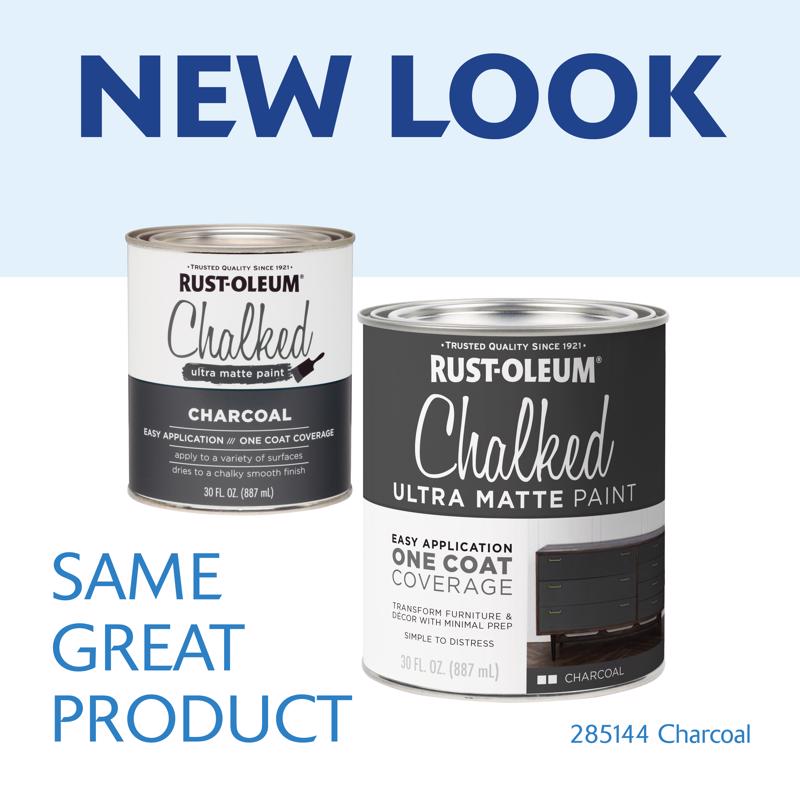 Rust-Oleum Chalked Ultra Matte Charcoal Water-Based Acrylic Chalk Paint 30 oz, Pack of 2