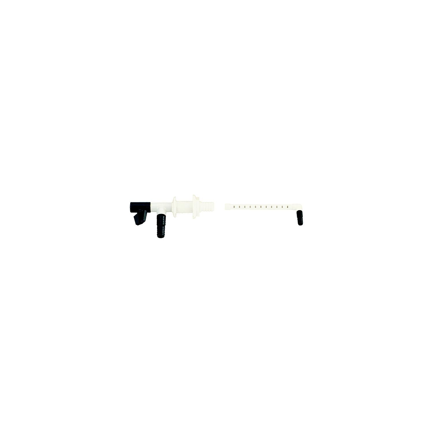 Johnson Pump 90261 Aerator Head - Two Piece Assembly, 8" Spray Bar With 3/4" Barb and 6" Shut Off Assembly With 3/4" Barb and 3/4" Thru-Hull