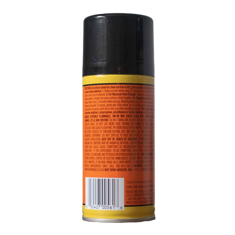 Gorilla Heavy Duty Super Strength Clear Spray Adhesive 4 oz, Pack of 4