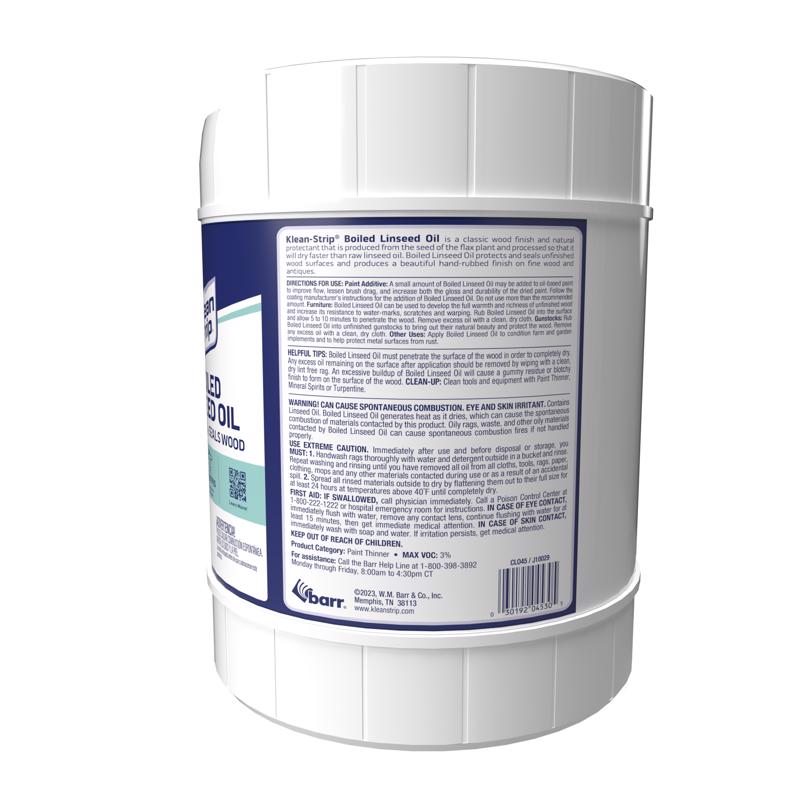 Klean Strip CLO45 Linseed Oil, Liquid, Clear Amber, 5 gal, Can