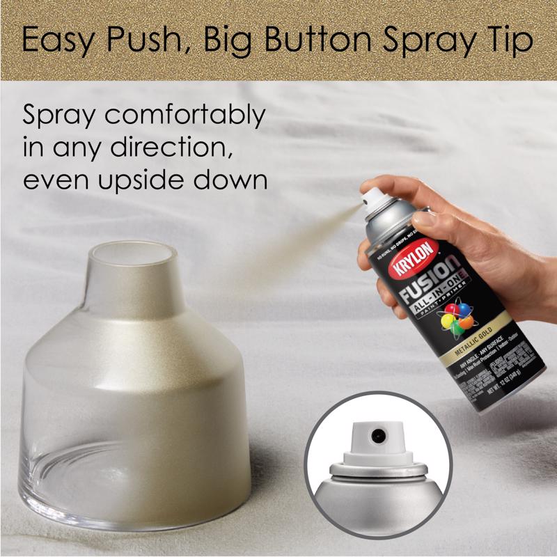 Krylon Fusion All-In-One Metallic Gold Paint+Primer Spray Paint 12 oz, Pack of 6