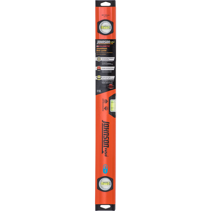 Johnson 24 in. Aluminum Magnetic Box Level 3 vial, Pack of 2