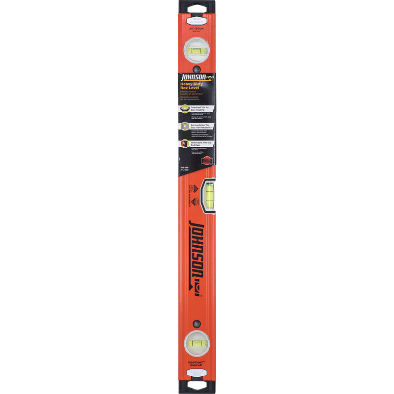 Johnson 24 in. Aluminum Heavy Duty Box Level 3 vial, Pack of 2