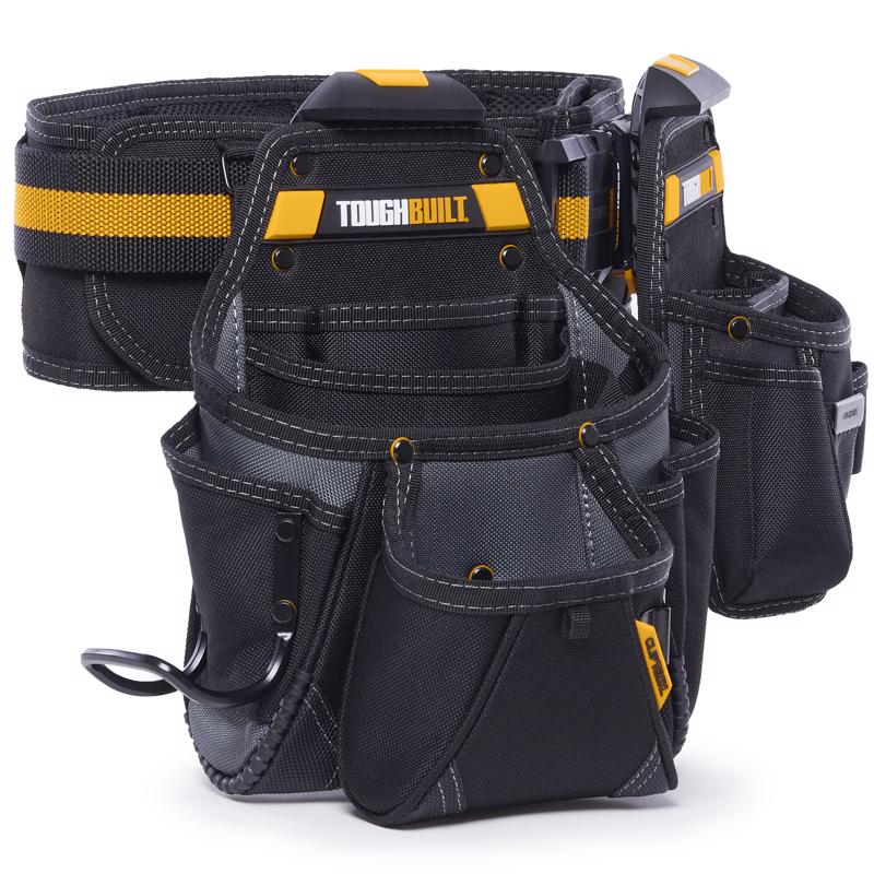 ToughBuilt 27 pocket Polyester Handyman Tool Belt 16 in. L X 12.5 in. H Black/Orange L 32 in to 48 i