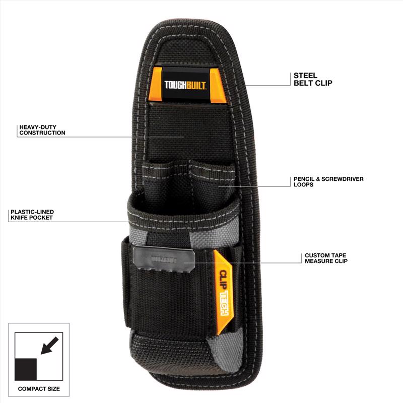ToughBuilt 3.5 in. W X 9.25 in. H Polyester Utility Pouch 6 pocket Black 1 pc