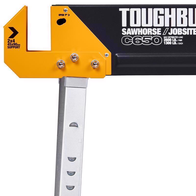 ToughBuilt 32.09 in. H X 42.40 in. W X 27.36 in. D Adjustable Folding Sawhorse 1300 lb. cap. 1 pc
