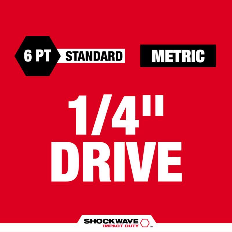 Milwaukee Shockwave 1/4 in. drive Metric 6 Point Standard Impact Rated Socket Set 14 pc