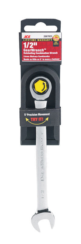 Ace Pro Series GearWrench 1/2 in. X 1/2 in. SAE Combination Wrench 7.0 in. L 1 pc