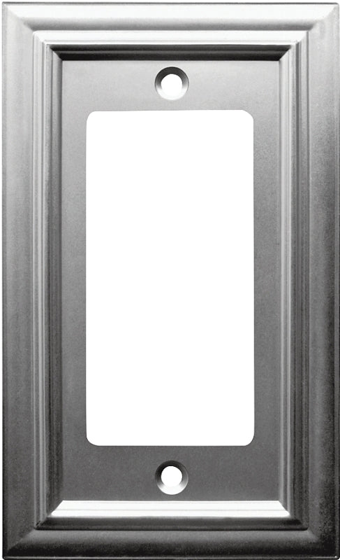Amerelle 94RN Wallplate, Rectangular, 4-15/16 in L, 2-15/16 in W, 1-Gang, Cast Metal, Satin Nickel