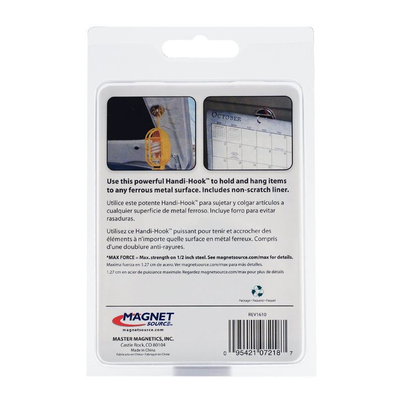 Magnet Source Handi-Hook 1.25 in. L X 2 in. W Silver Magnetic Hook 20 lb. pull 1 pc