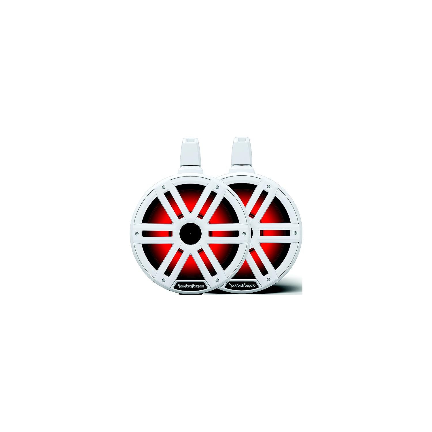 Rockford Fosgate M2WL10H Color Optix 2-Way Horn Loaded Wake Tower Speakers, 10" w/ White &amp; Stainless Grills