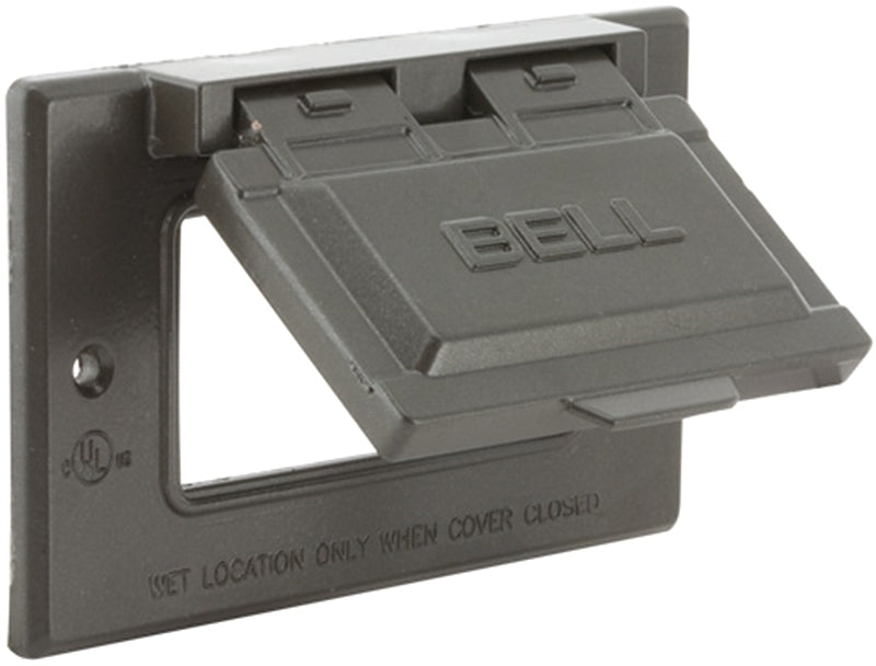 Hubbell 5101-2 Cover, Flip, Snap, 2-13/16 in L, 4-9/16 in W, 1-Gang, Metal, Bronze, Powder-Coated, 24/CT