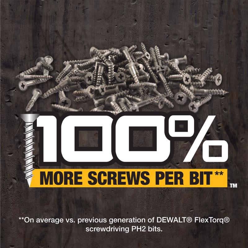 DeWalt FlexTorq Phillips #2 X 2-1/4 in. L Screwdriver Bit Steel 5 pc