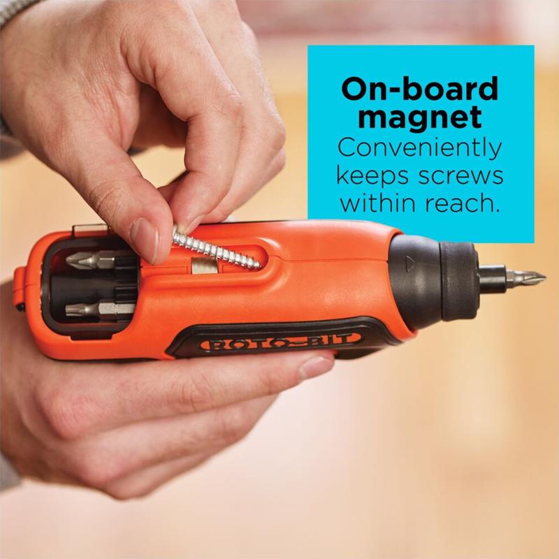 Black+Decker 4V Roto-Bit Cordless Rechargeable Screwdriver Kit (Battery & Charger), Pack of 2