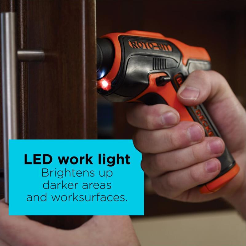 Black+Decker 4V Roto-Bit Cordless Rechargeable Screwdriver Kit (Battery & Charger), Pack of 2