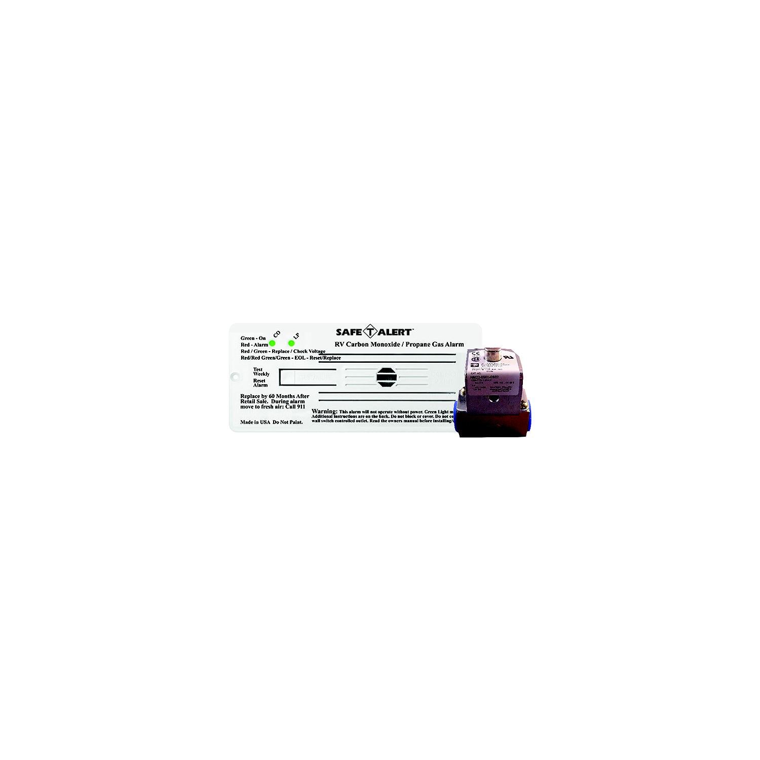 MTI Industries 35742RWTKIT 12V 35 Series Safe-T-Alert Flush Mount RV Dual Carbon Monoxide/Propane Alarm w/Trim Ring &amp; Solenoid, White