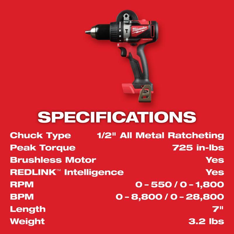 Milwaukee M18 1/2 in. Brushless Cordless Hammer Drill Kit (Battery & Charger)