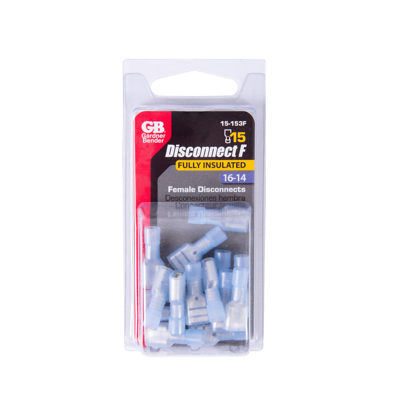 Gardner Bender 16-14 AWG Insulated Female Disconnect Blue 15 pk