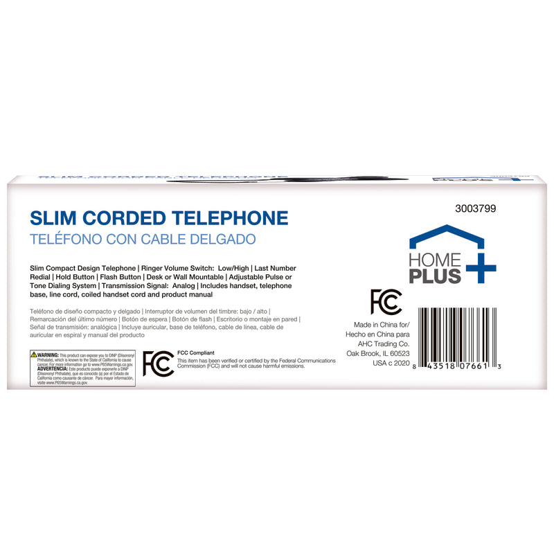 Home Plus 1 Handle Analog Telephone Black