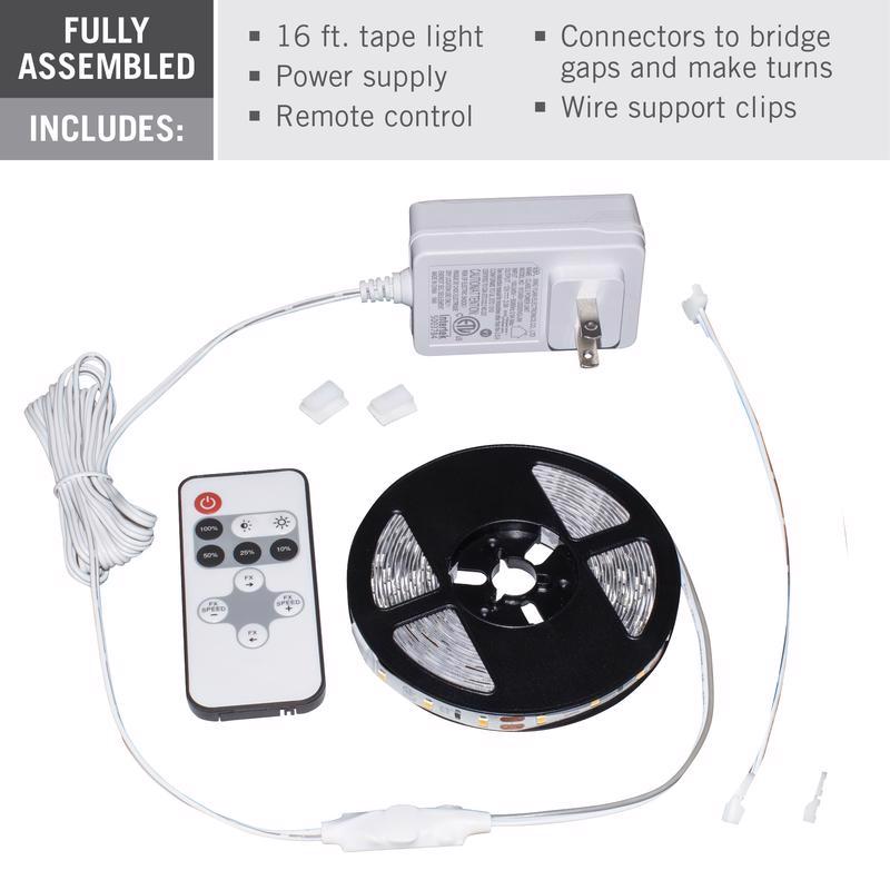 Armacost Lighting RibbonFlex home 16 ft. L White Plug-In LED Smart-Enabled Strip Tape Light Kit 1 pk