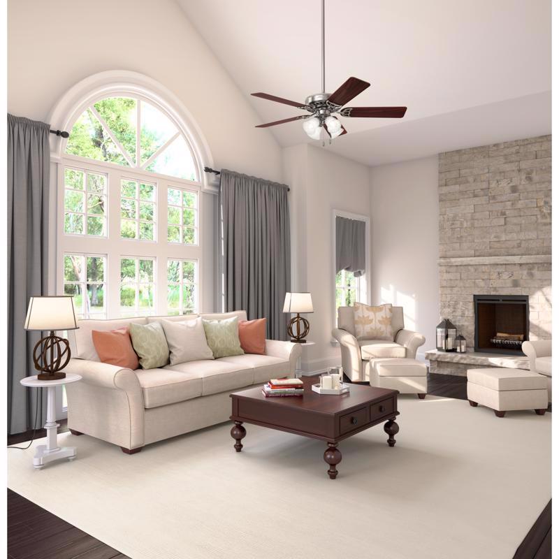 Hunter 53064/20183 Ceiling Fan, 5-Blade, Cherry/Maple Blade, 52 in Sweep, 3-Speed, With Lights: Yes