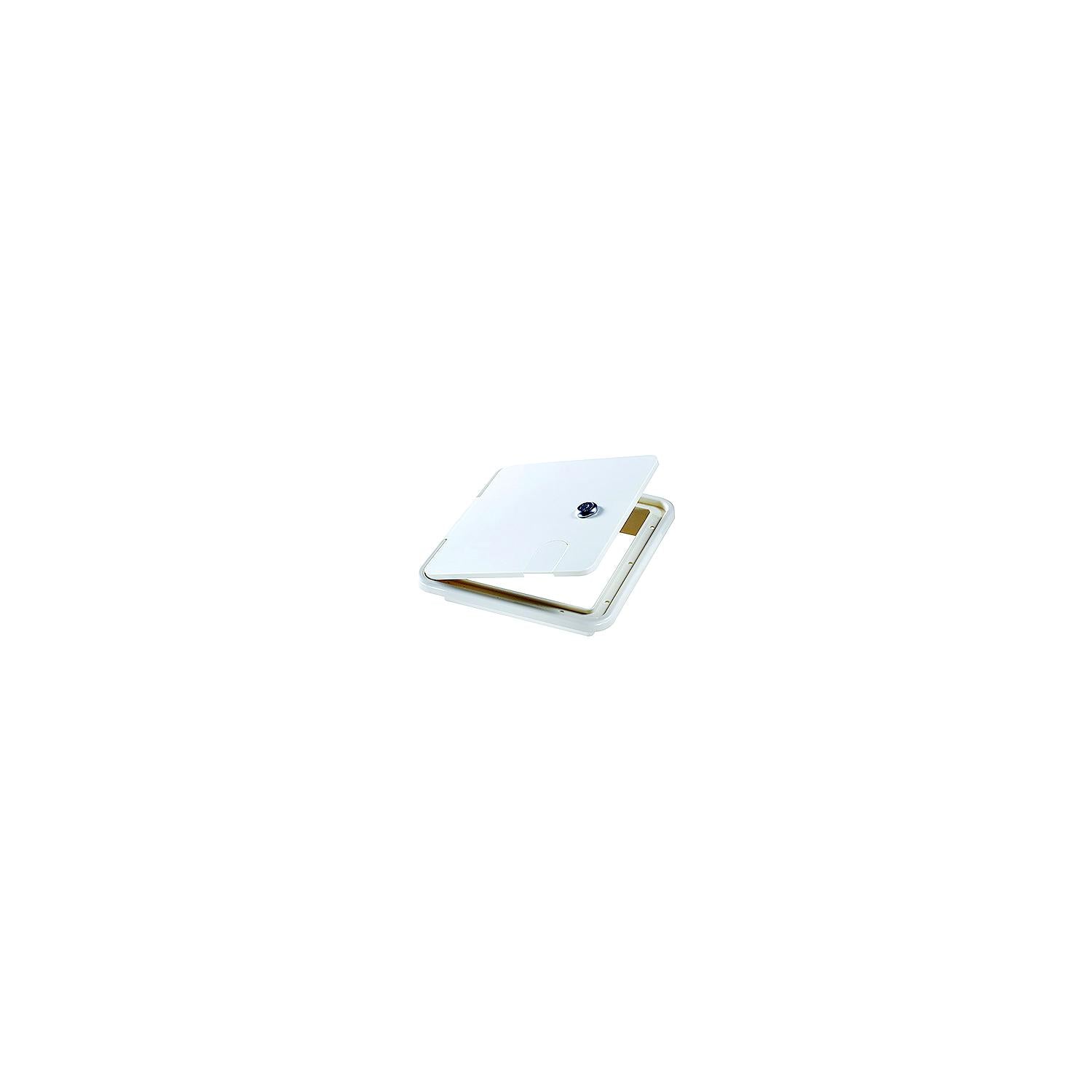 RV Designer B152 White Rectangular Locking RV Cable Hatch - 8.5" x 8" x 1.5"