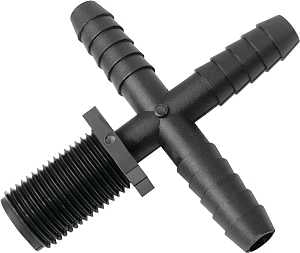 Green Leaf T 12 C P 1PK Hose to Pipe Cross, Nozzle, 1/2 x 11/16 in, Barb x Male Union, Polypropylene
