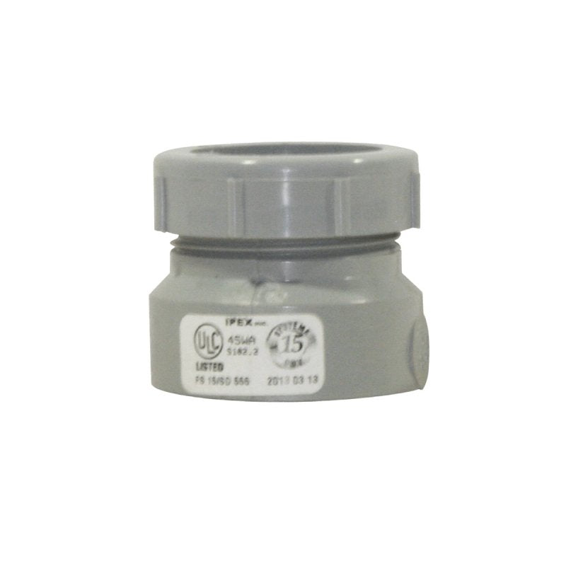 Homerite System 15 Series 326514 Trap Adapter, 1-1/2 in, Hub x Slip Joint, PVC, Gray